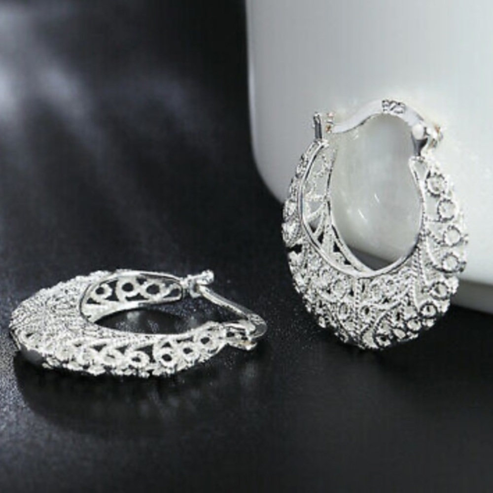 New Sterling silver Hoop Earrings - Picture 2 of 4
